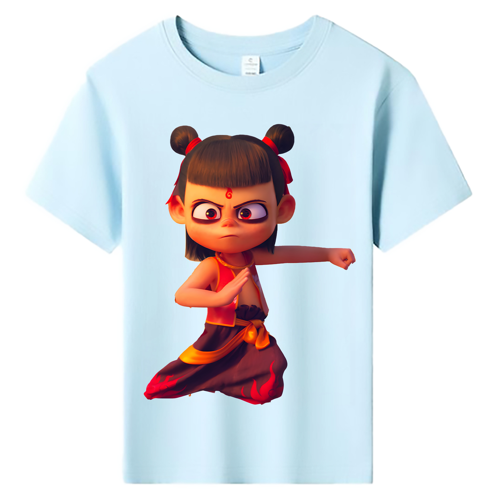 （画像用） Ne Zha 2 ナタ 魔童の大暴れ 綿100％キッズTシャツ（フロントプリント）